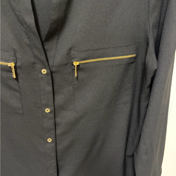Calvin Klein Black Top with Gold Buttons - Picture 3 of 3